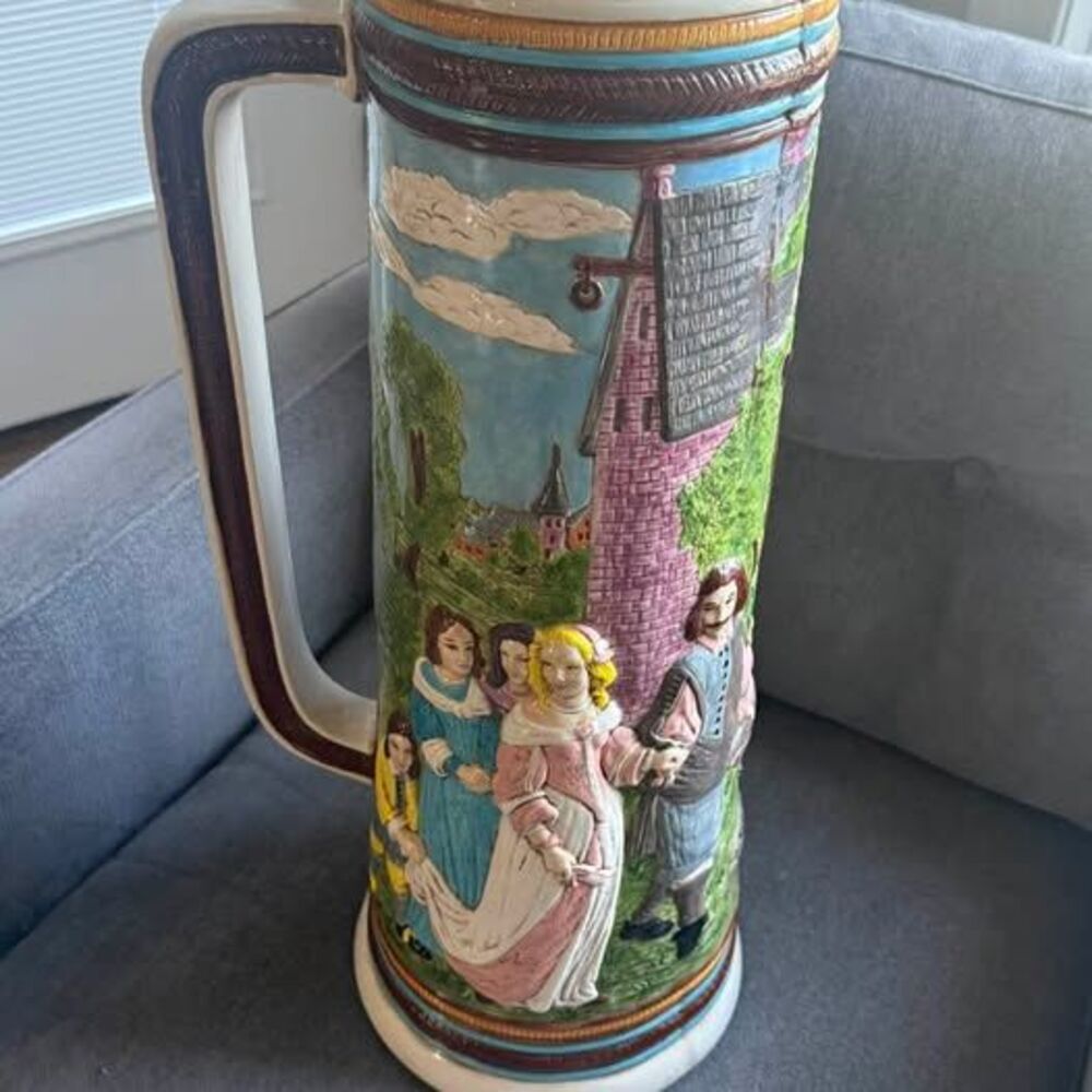 Vintage 24" Large Ceramic Beer Stein Signed Eddie 82